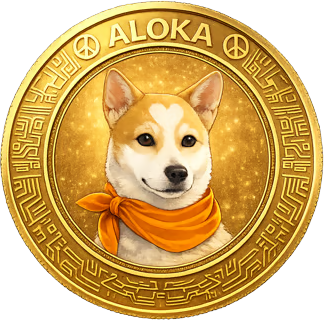 $ALOKA gold peace coin featuring Aloka the Peace Dog